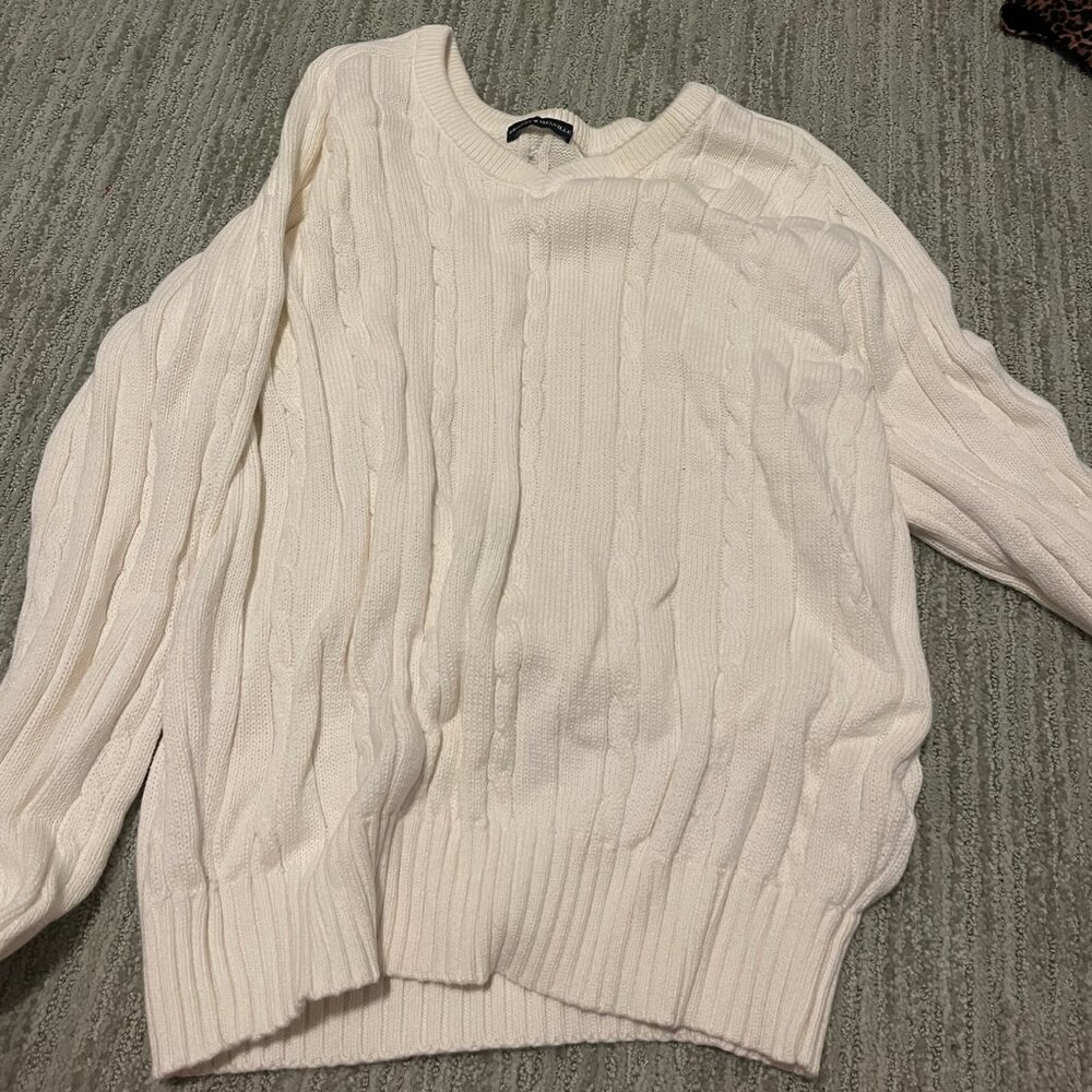 Brandy Melville White Cable Knit Sweater